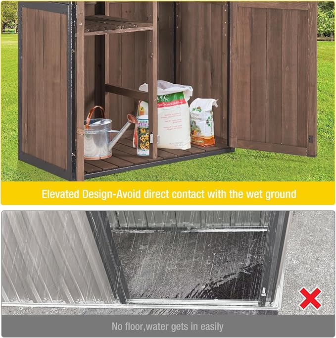 Outdoor Storage Shed, Vertical Wooden Tool Shed - Image 5