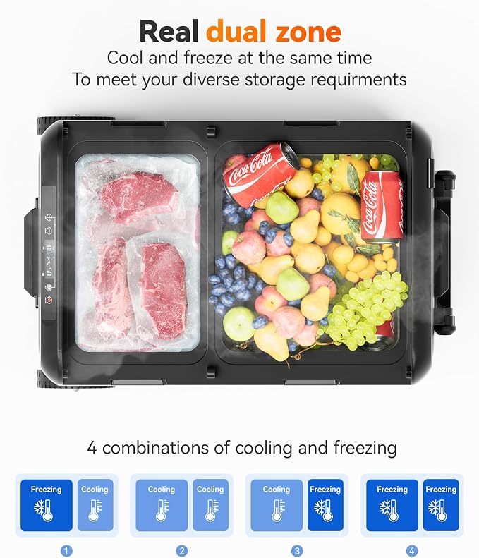 WOLFBOX 12V Car Refrigerator, 40 Quart Dual Zone Car Fridge, Portable Freezer - Image 3