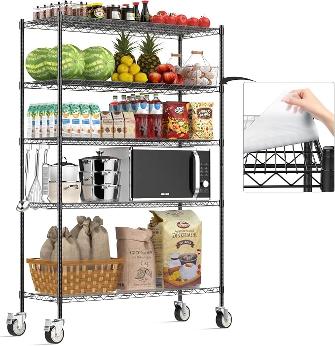 Wire Shelving with Wheels, 3000 Lbs Storage Shelves Heavy Duty, by Raynesys