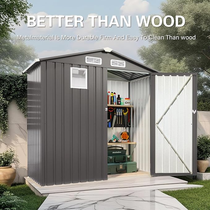ARMSET 6x3.5 FT Metal Outdoor Storage Shed - Image 6