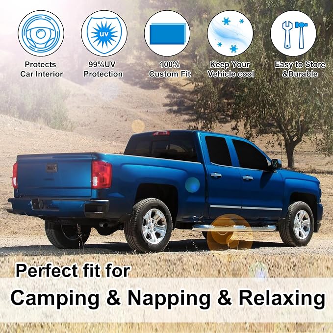 TINGLU Window Shades for Chevrolet/Chevy Silverado 2014-2019 Accessories Full - Image 6