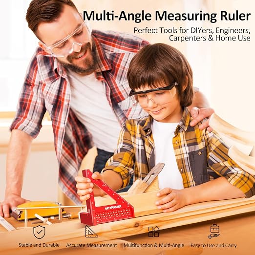 3.8＂Mini 3D Multi-Angle Measuring Square Ruler, WT102A High Precision Hole - Image 2