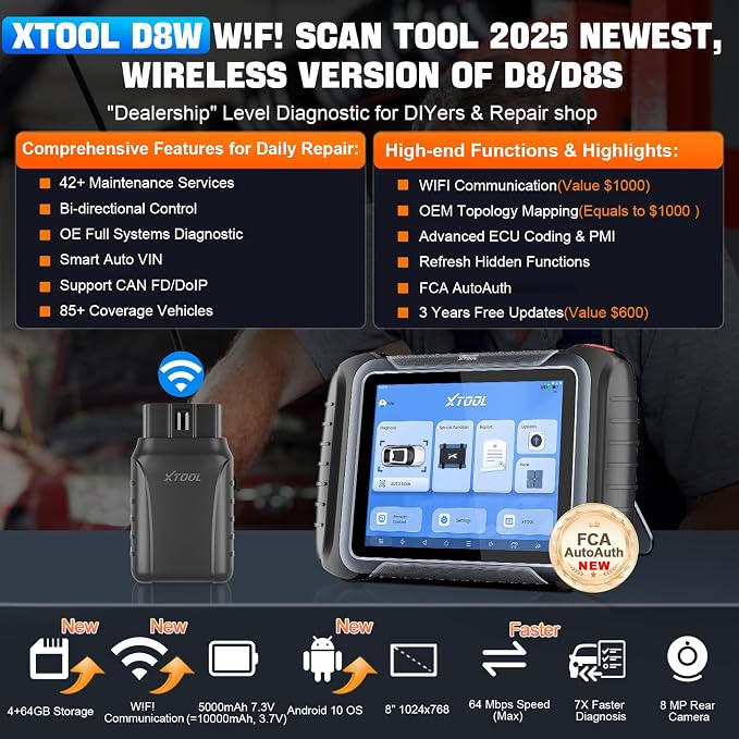XTOOL D8W Wireless Bidirectional Scan Tool, 2025 OBD2 Scanner - Image 2