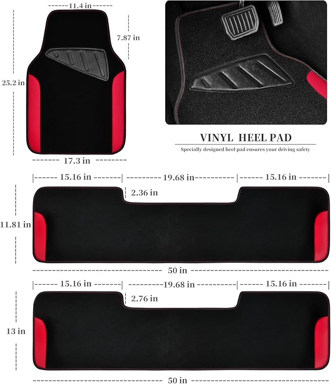 CAR PASS Waterproof Universal Faux Leather 3Row Car Floor Mats, Set of Vehicles - Image 2