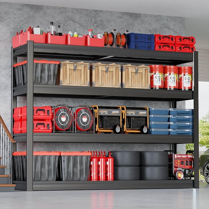 68" W Garage Shelving Unit, Heavy Duty Garage Storage Shelves, 4 Tier Storage - Image 2
