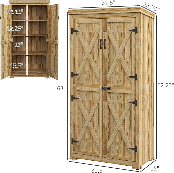 Outsunny Wooden Garden Shed, Outdoor Storage Cabinet - Image 7