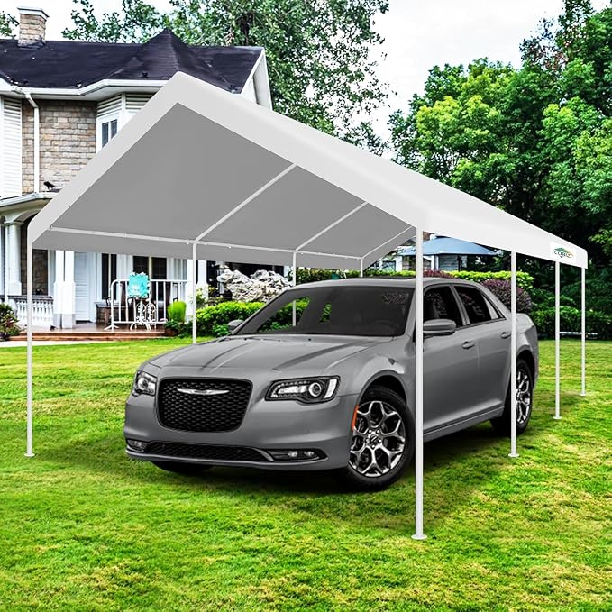 COBIZI Carport 12x20ft Heavy Duty Portable Garage, 2.0 Powder Coated Frame - Image 2