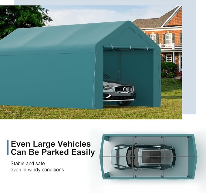 Carport, 10‘ x 20’ Heavy Duty Portable Garage All-Season Car Canopy w/Removable - Image 2