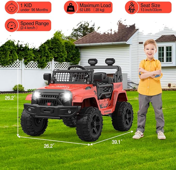 12V Kids Electric Ride On Truck Car w/Parent Remote Control, Spring Suspension - Image 3