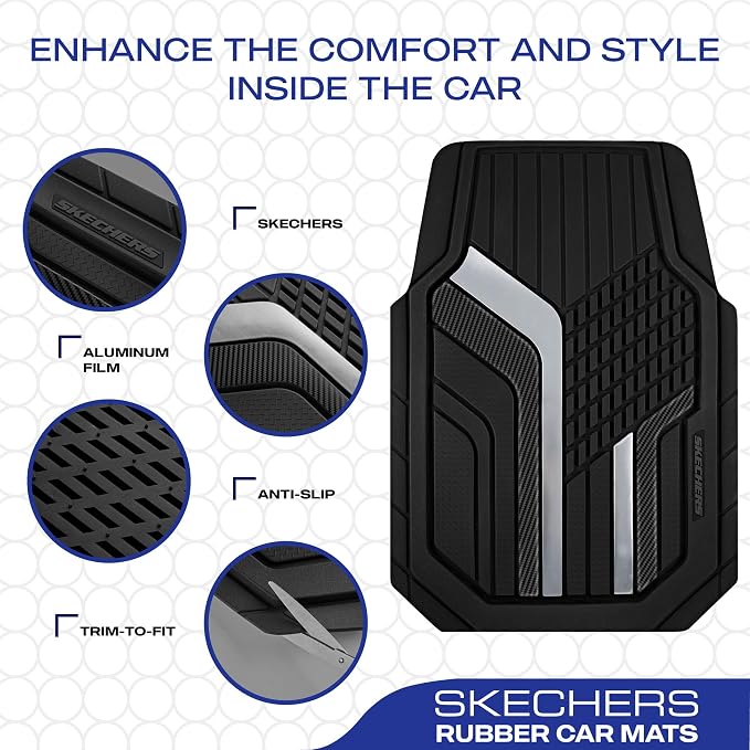 Skechers Heavy Duty Rubber Car Floor Mats, Dual Color Design Floor Mats - Image 4