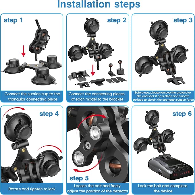 Radar Detector Mount, Triangular Suction Cup Mount, Windshield Radar Detector - Image 7