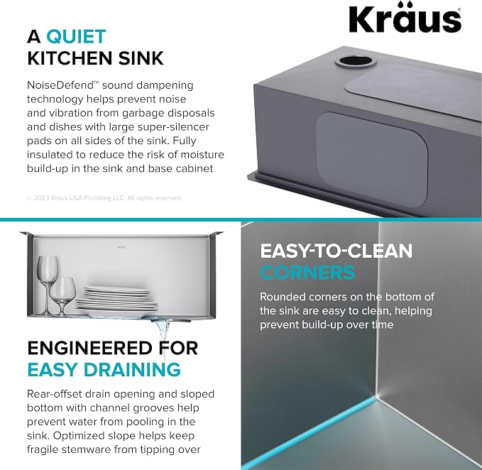 KRAUS Kore 23-Inch Undermount Workstation 16 Gauge Single Bowl Stainless Steel - Image 10