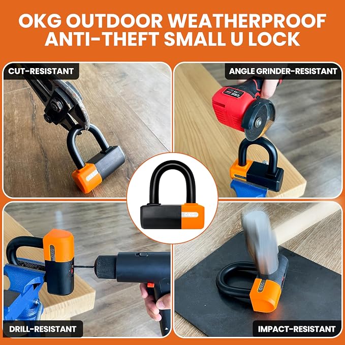 OKG Heavy Duty Small U Lock – 18mm Anti-Cut Manganese Alloy Steel U-Shackle | - Image 8