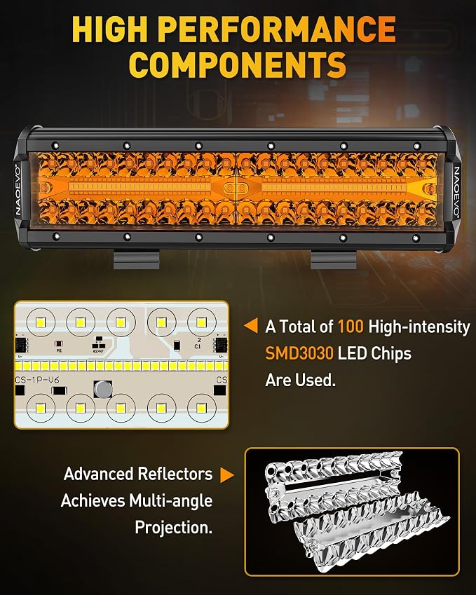 NAOEVO 12 Inch LED Light Bar, 300W 30000LM LED Offroad/Driving/Fog Lights - Image 4