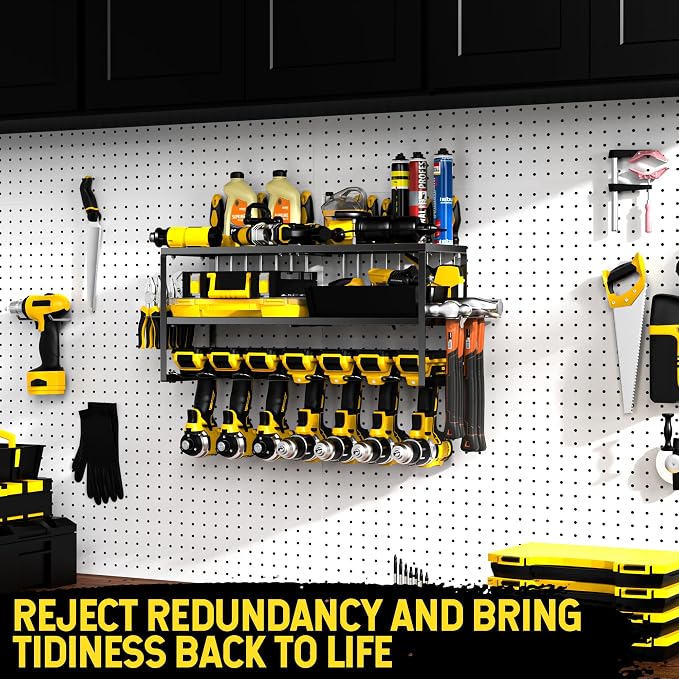 Power Tool Organizer-7 Drill Holder Wall Mount, Garage Organization Storage - Image 6