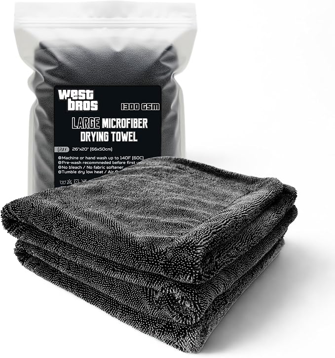 Large Car Drying Towel, 1300 GSM Professional Car Towel by WESTBROS