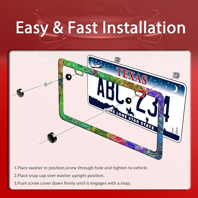 Colored Gemstone Patterns License Plate Frame Funny License Plate Frames - Image 3