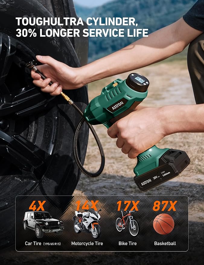 AstroAI C2 Cordless Tire Inflator Air Compressor 20V Rechargeable Battery - Image 2