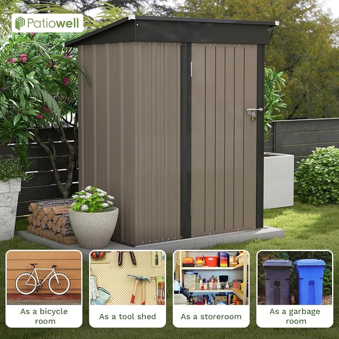 Patiowell 5x3 FT Outdoor Storage Shed, Tool Shed - Image 2
