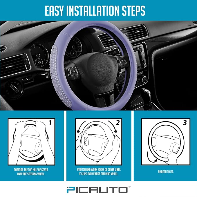 PIC AUTO Gel Particles Steering Wheel Cover, Universal Fit 14.5"-15.5" - Image 7