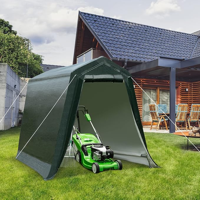 ERGOMASTER 6 Ft x 8 Ft Outdoor Carport Storage Shelter Metal Frame and - Image 2
