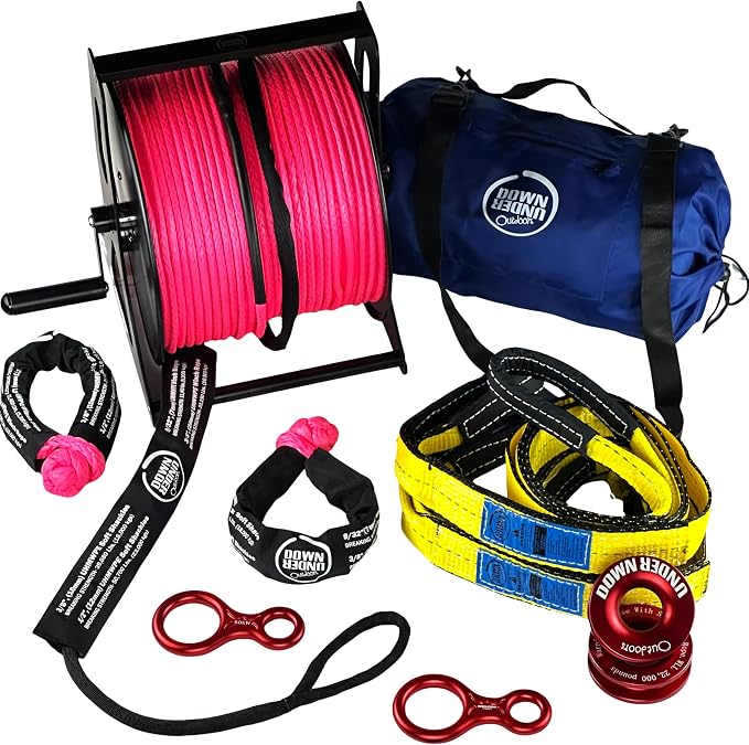 DOWN UNDER OUTDOORS Game/Log/4x4 Recovery Kit, Deer Drag, 650 ft of 9/32” Winch by DOWNUNDEROUTDOORS