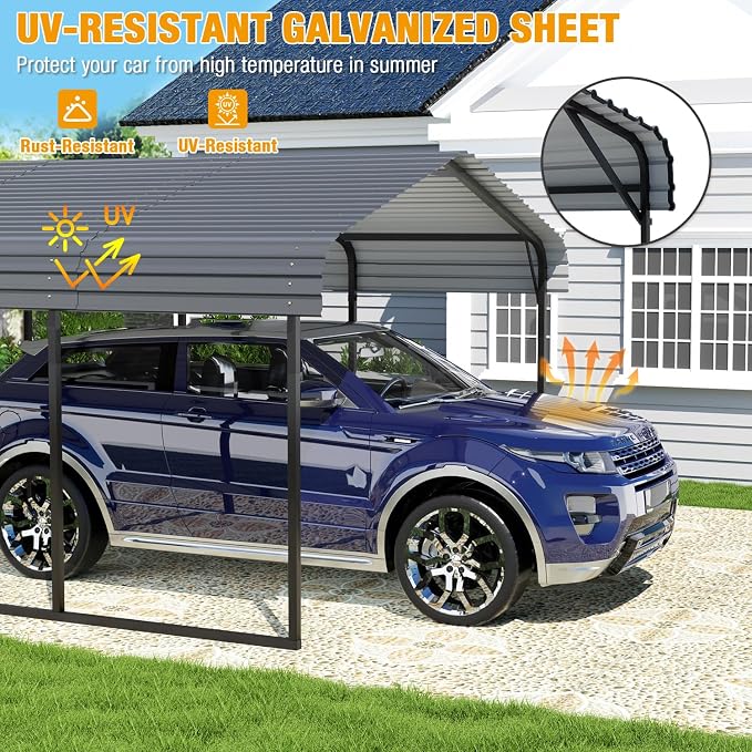 EBE 12 x 20 FT Metal Carport, Heavy Duty Carports - Image 4