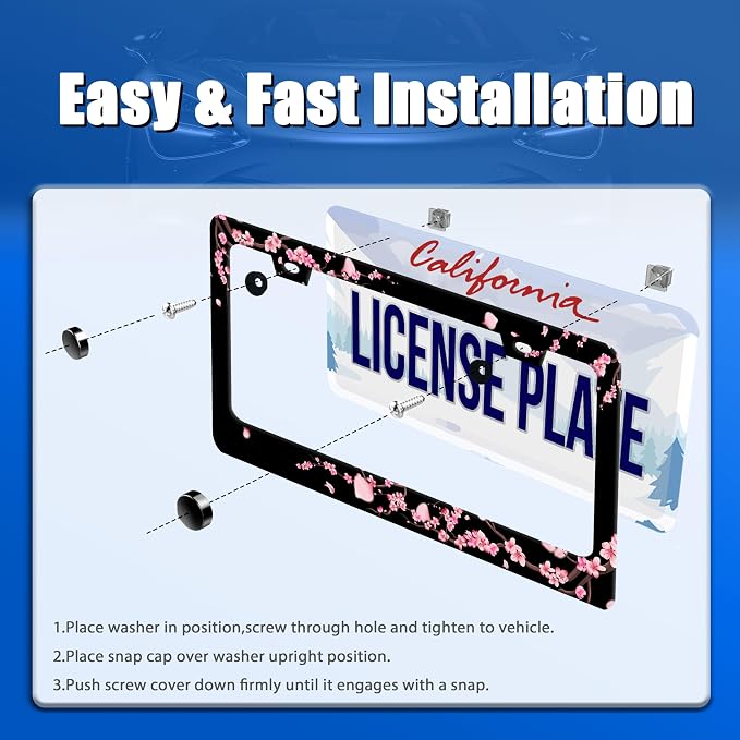 Cherry Blossom License Plate Frame Beautiful Flowers Pink License Plate - Image 3