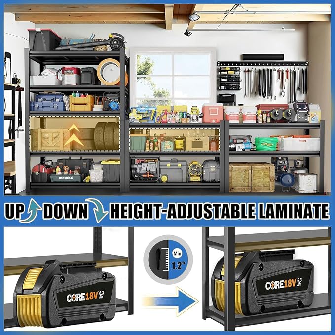 Garage Shelving 3500Lbs Heavy Duty Storage Shelf Adjustable Shelving Units - Image 6