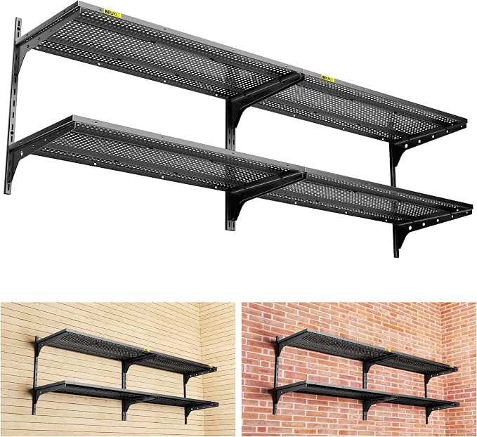 2-Pack×2 Tier 1.3x3ft Garage Shelving Wall Mounted, 800 lbs Load by Unknown