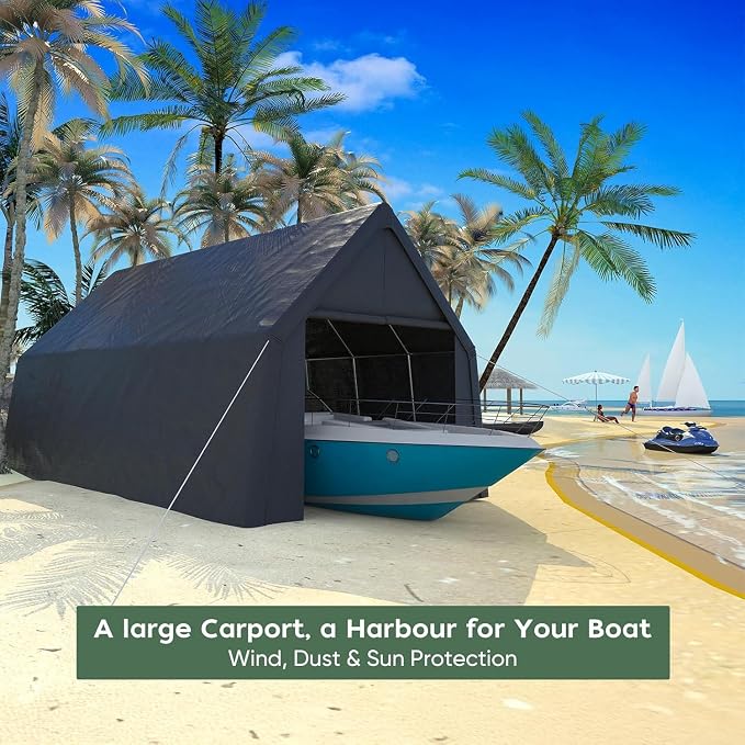13 x 24 FT Carport, Heavy Duty Car Port Outdoor UV Garage - Image 5