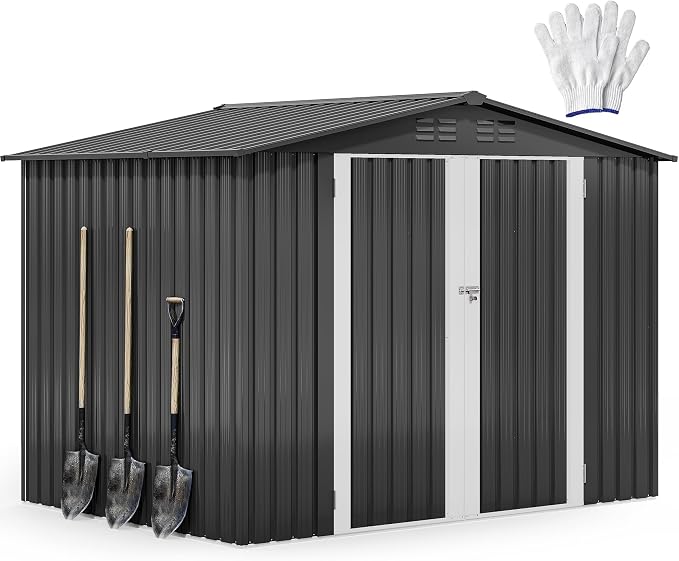 DWVO 8'x6' Large Metal Outdoor Storage Shed, Heavy Duty Tool Storage Sheds by DWVO