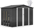 DWVO 8'x6' Large Metal Outdoor Storage Shed, Heavy Duty Tool Storage Sheds by DWVO