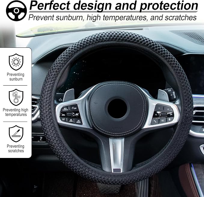 alpmosn Elastic Stretch Steering Wheel Cover, Universal Interior Accessories - Image 5