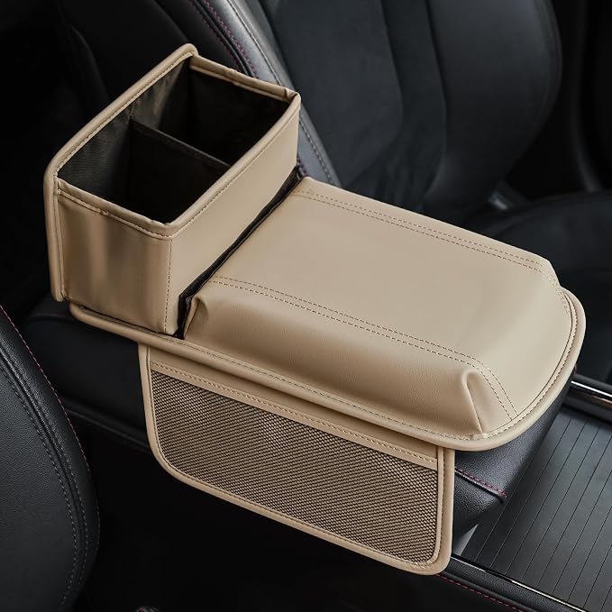 JEYODA Upgraded Car Armrest Cover, Premium Leather Car Armrest Cover Cushion by JEYODA