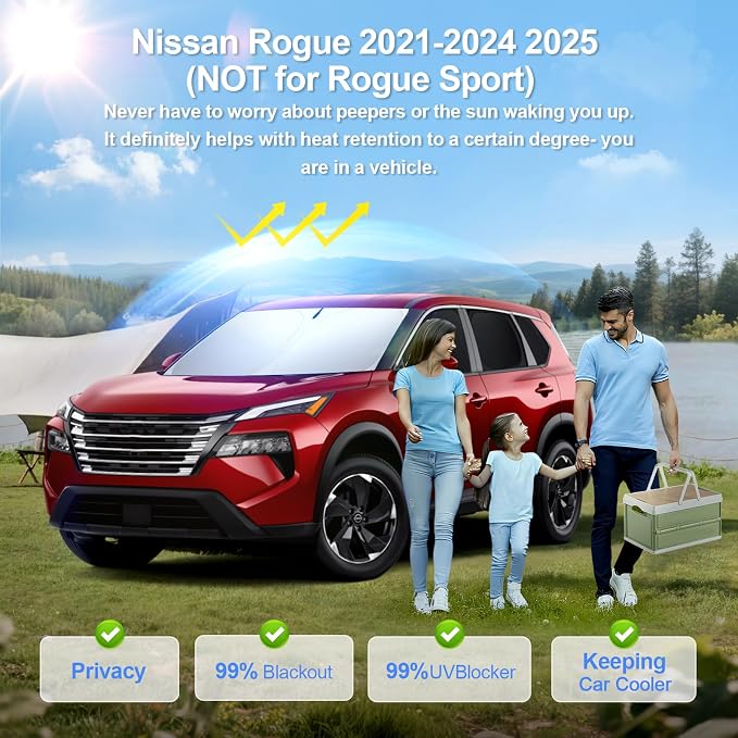 8pcs Car Window Shades for Nissan Rogue 2021-2024 2025 Accessories, Windshield - Image 2