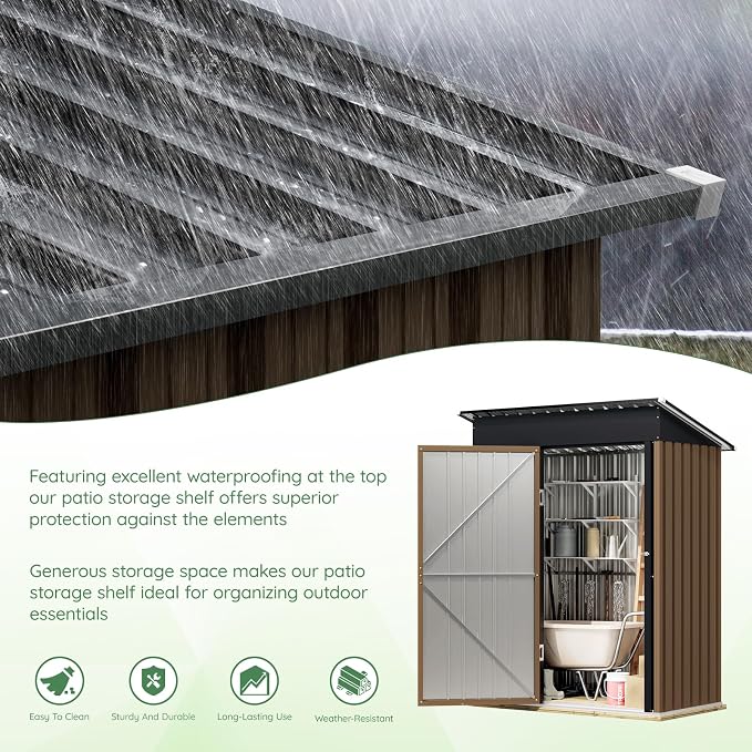5X3FT Outdoor Steel Storage Shed - Image 8