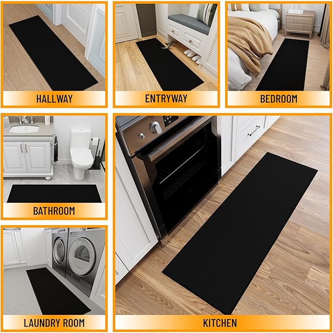 Ottomanson Hallway Runner Rug 20" x 59" Non Slip Solid Area Rugs Easy to Clean - Image 3