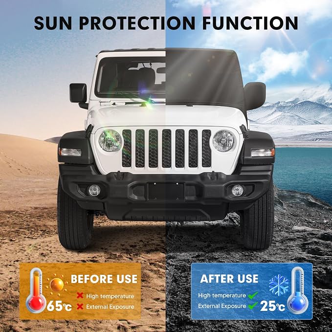 Car Cover for Jeep Wrangler JK JL 4 Door 2007-2025 Waterproof All Weather Car - Image 7