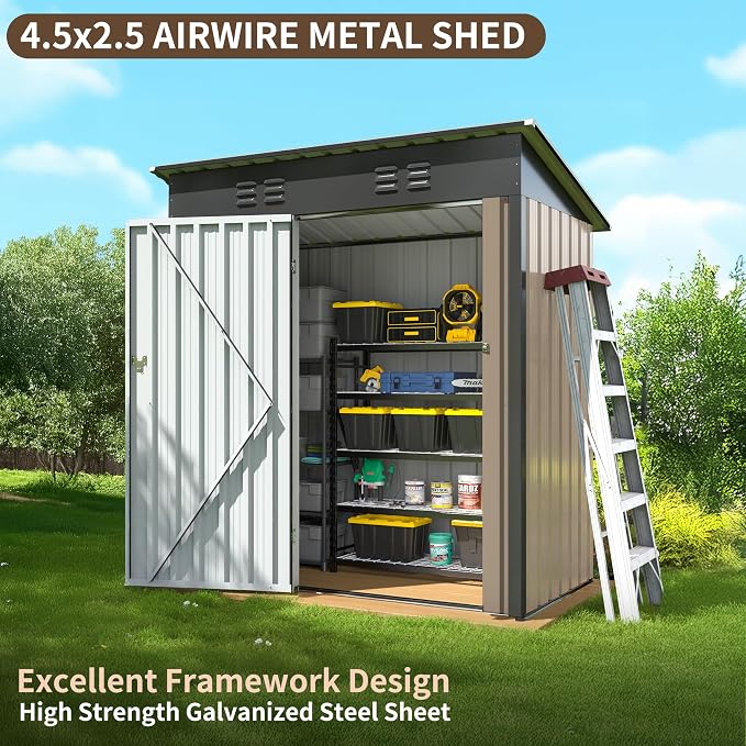 WKM 5x3 FT Outdoor Storage Shed, Utility Metal Tool Storage - Image 4