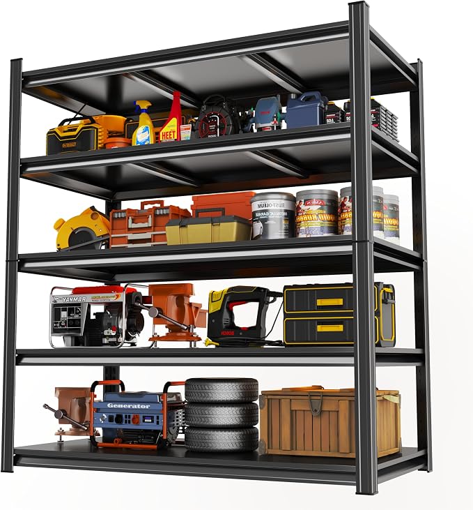 Garage Shelving, Storage Shelves Heavy Duty, 5-Tier Adjustable Black Shelving by Notmise