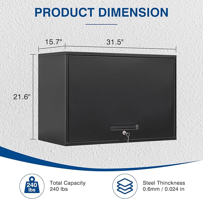 Metal Storage Cabinet Black Wall Cabinets - Image 3
