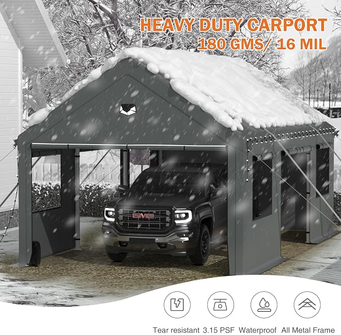 Carports 13X25 Heavy Duty, Portable Car Port Garage, Carport Canopy - Image 8