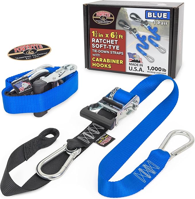 PowerTye 1.5in x 6.5ft Heavy Duty Ratchet Tie-Down Straps by PowerTyeMFG