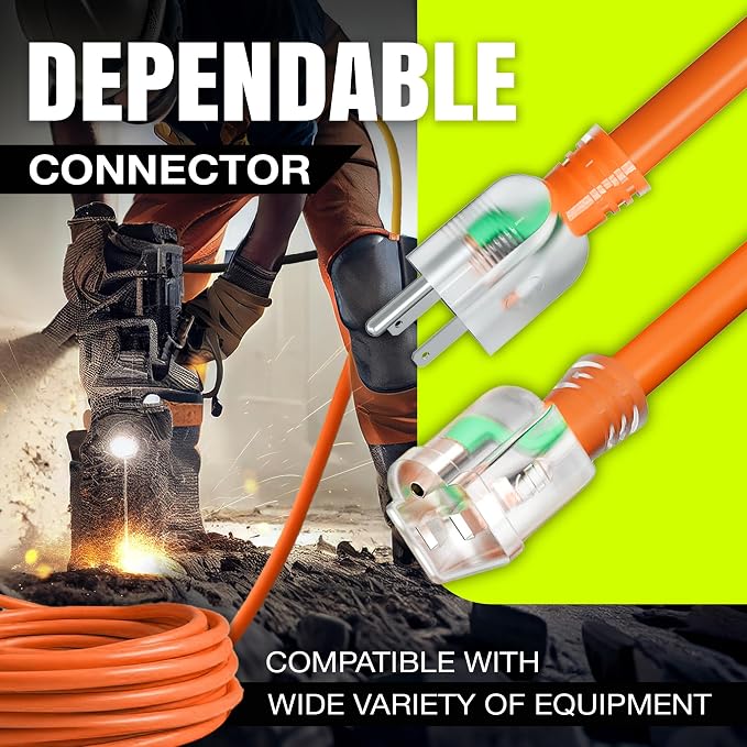 75ft Outdoor/Indoor Extension Cord 12/3 Gauge Extra Heavy Duty 3 Prong SJTW - Image 4