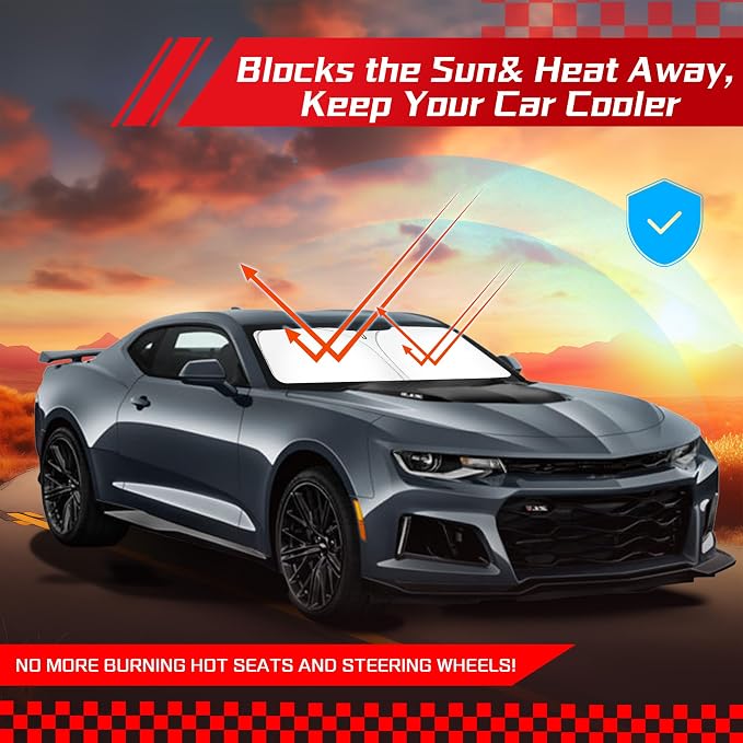 ARISMOTOR Windshield Sun Shade for Ch-evrolet Chevy Camaro 2016-2024, Custom - Image 7