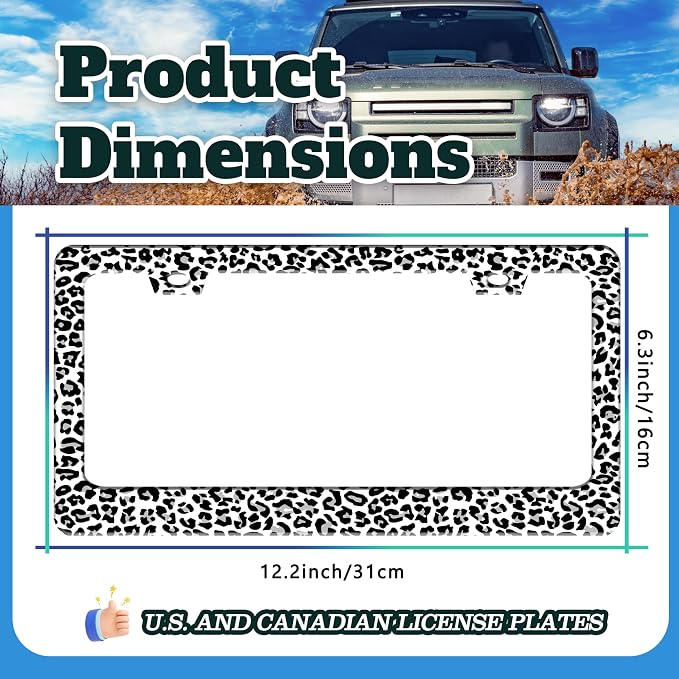 Leopard Print License Plate Frame Skin Texture Pattern Stainless Steel License - Image 3