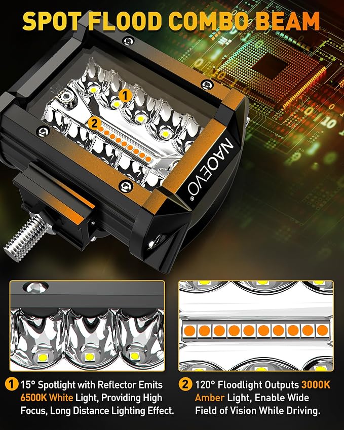 NAOEVO 4 Inch LED Pod Lights, Cube Pods - Image 5