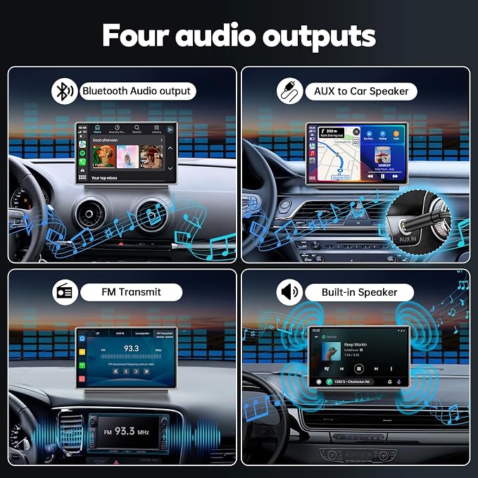 Upgrade Wireless Carplay Screen, Android Auto, Portable 7" HD IPS Screen - Image 5