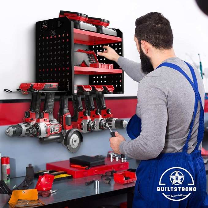 Power Tool Organizer-6 Drill Holder Wall Mount, 3 Tier Heavy-Duty Hand Tool - Image 8